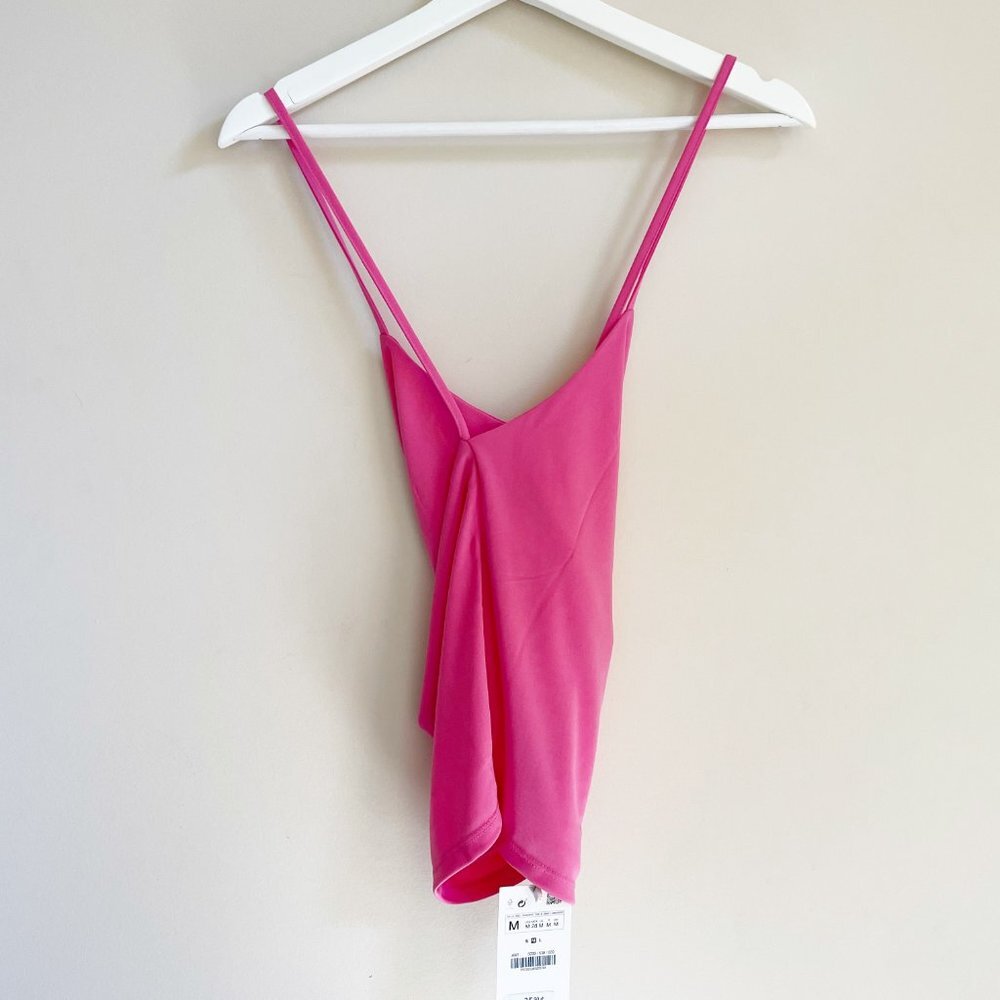 ZARA Pink Open Back Top Tank Top Medium Draped - Picture 5 of 5